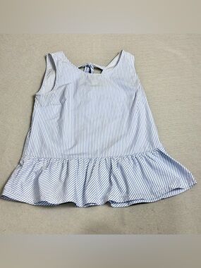 J. Crew Blue & White Striped Sleeveless Peplum Top with Bow Back - Size XS